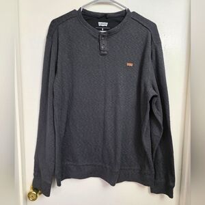 Levi's Mens Charcoal Gray Textured Retro Style Pull Over Henley Sweater